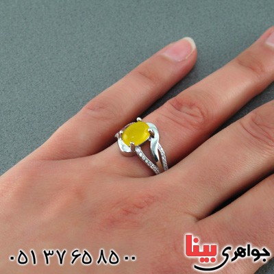 انگشتر عقیق شرف الشمس رودیوم زنانه مدل چشمک _کد:15368