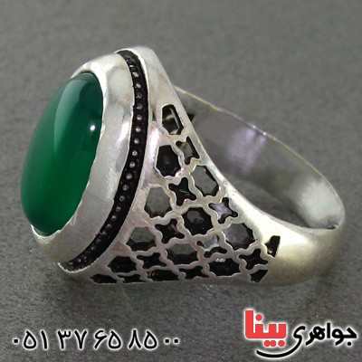 انگشتر عقیق سبز مردانه زیبا _کد:15411