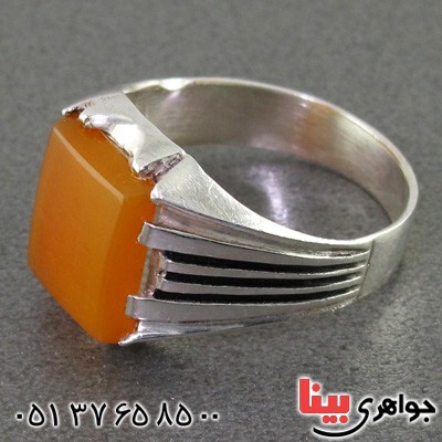 انگشتر عقیق شرف الشمس مردانه خطی _کد:15430