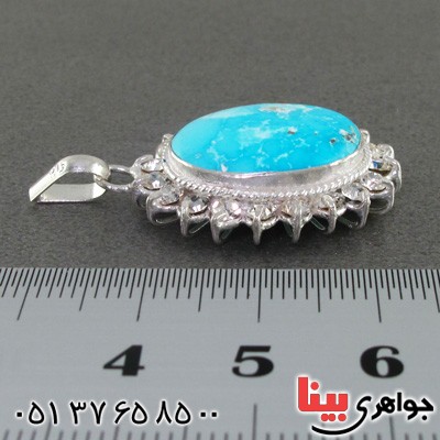 گردنبند فیروزه نیشابوری زنانه دور جواهری _کد:15457