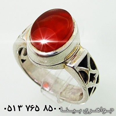 انگشتر عقیق یمنی بیضی مشبک ضخیم