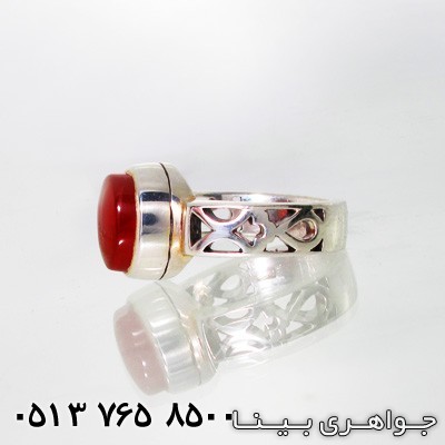 انگشتر عقیق یمنی بیضی مشبک ضخیم