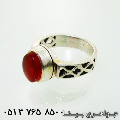انگشتر عقیق یمنی بیضی مشبک ضخیم