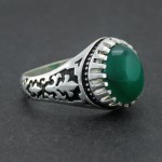 انگشتر عقیق سبز مردانه طرح اسلیمی _کد:15474