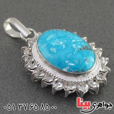 گردنبند فیروزه نیشابوری شجری زنانه دور جواهری _کد:15493