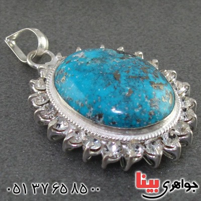 گردنبند فیروزه نیشابوری شجری زنانه دور جواهری _کد:15494