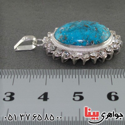 گردنبند فیروزه نیشابوری شجری زنانه دور جواهری _کد:15494