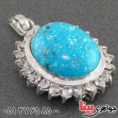 گردنبند فیروزه نیشابوری شجری زنانه دور جواهری _کد:15497