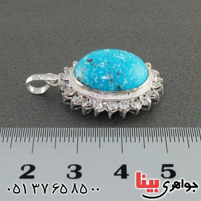 گردنبند فیروزه نیشابوری شجری زنانه دور جواهری _کد:15497