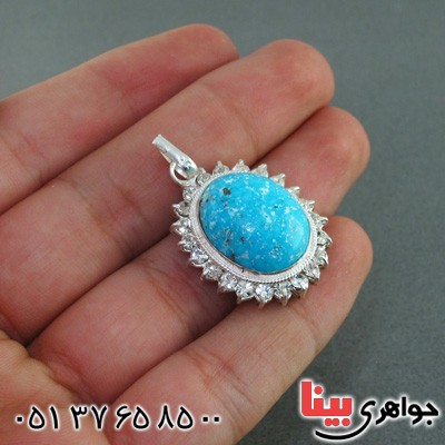 گردنبند فیروزه نیشابوری شجری زنانه دور جواهری _کد:15497