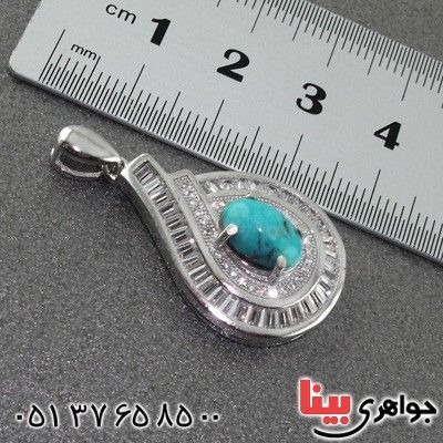 گردنبند فیروزه نیشابوری درشت زنانه رودیوم _کد:15510