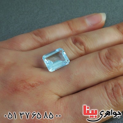 نگین انگشتر توپاز شفاف درشت مستطیلی AA _کد:15511