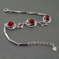 دستبند عقیق قرمز رودیوم زنانه درشت خوشرنگ 