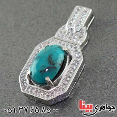 گردنبند فیروزه نیشابوری رودیوم زنانه خاص _کد:2075