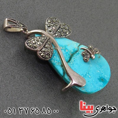 گردنبند فیروزه نیشابوری زنانه خوشرنگ _کد:2081