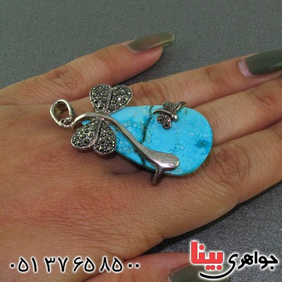 گردنبند فیروزه نیشابوری زنانه خوشرنگ _کد:2081