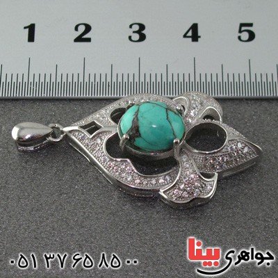 گردنبند فیروزه نیشابوری شجری رودیوم زنانه خاص _کد:15539