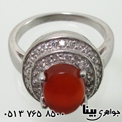 انگشتر عقیق یمنی برلیان سوئیسی دو ردیفه