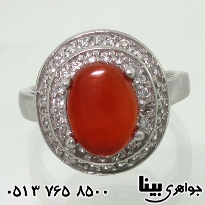 انگشتر عقیق یمنی برلیان سوئیسی دو ردیفه