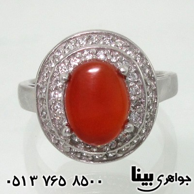 انگشتر عقیق یمنی برلیان سوئیسی دو ردیفه