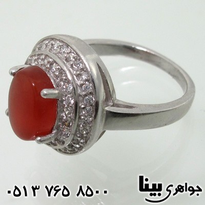 انگشتر عقیق یمنی برلیان سوئیسی دو ردیفه