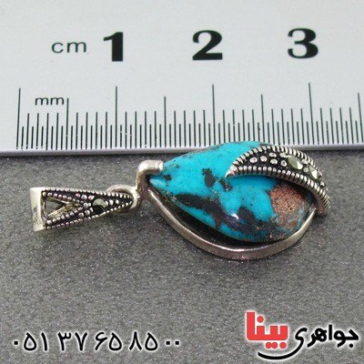 گردنبند فیروزه نیشابوری شجری زنانه طرح اشکی _کد:15543