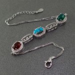 فیروزه نیشابوری و عقیق سبز و عقیق قرمز رودیوم زنانه _کد:15545