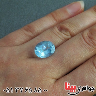 نگین انگشتر توپاز آبی شفاف خوشرنگ _کد:15547