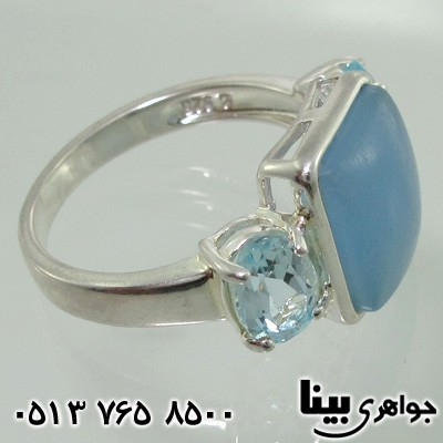 انگشتر چند جواهر آکوامارین و مون استون