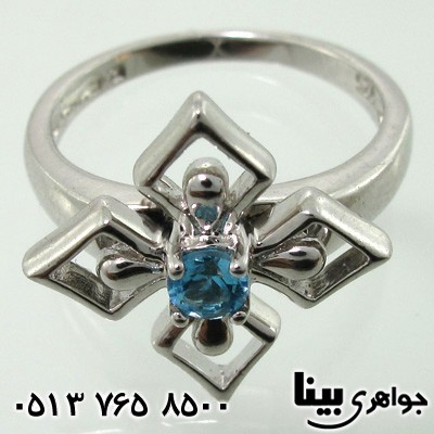 انگشتر آکوآمارین گل لوزی