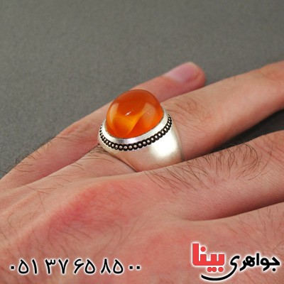 انگشتر عقیق یمنی شرف الشمس درشت مردانه عتیقه _کد:2096