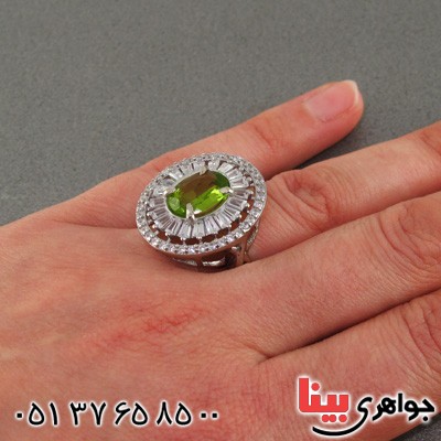 انگشتر زبرجد رودیوم درشت زنانه خوشرنگ _کد:15608