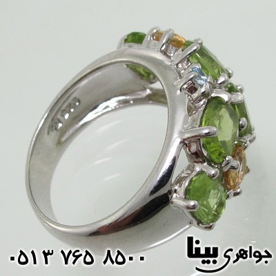 انگشتر چند جواهر زبرجد، سیترین، آکوامارین