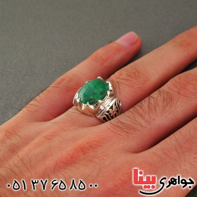 انگشتر زمرد مردانه درشت عالی _کد:2099