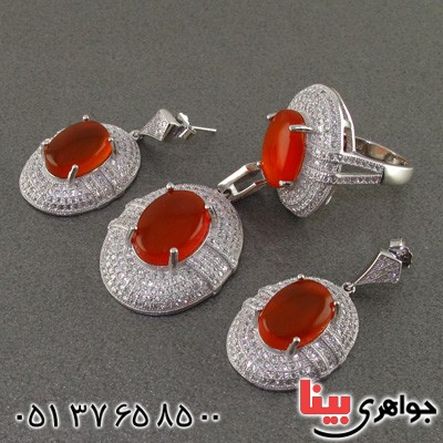 سرویس عقیق یمنی زنانه رودیوم بسیار عالی مجلسی درشت و فاخر _کد:2100