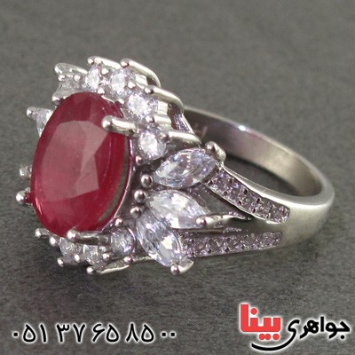 انگشتر یاقوت سرخ رودیوم زنانه خوشرنگ _کد:15619