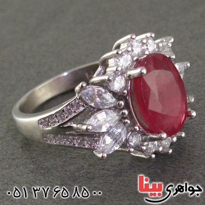 انگشتر یاقوت سرخ رودیوم زنانه خوشرنگ _کد:15619