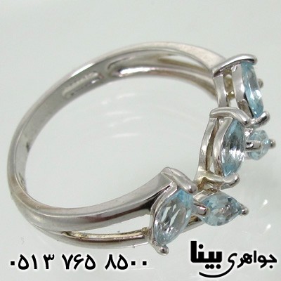 انگشتر آکوآمارین بادامی