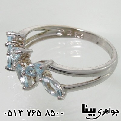 انگشتر آکوآمارین بادامی