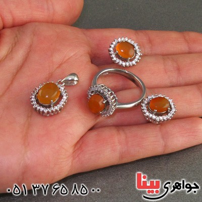 سرویس عقیق یمنی زنانه رودیوم دور جواهری _کد:15632