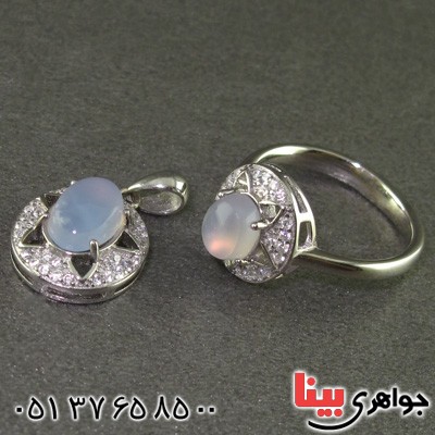 سرویس عقیق یمنی کبود زنانه رودیوم کلاسیک _کد:15633