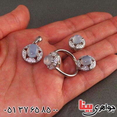 سرویس عقیق یمنی کبود زنانه رودیوم کلاسیک _کد:15633
