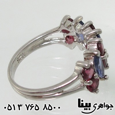 انگشتر چند جواهر یاقوت سرخ و آمتیست