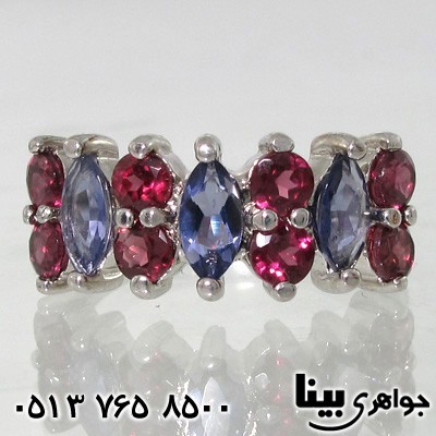 انگشتر چند جواهر یاقوت سرخ و آمتیست