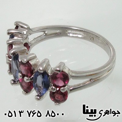 انگشتر چند جواهر یاقوت سرخ و آمتیست