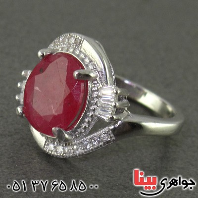 انگشتر یاقوت سرخ رودیوم زنانه زیبا و خوشرنگ _کد:15638