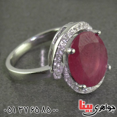 انگشتر یاقوت سرخ رودیوم زنانه زلال _کد:15642