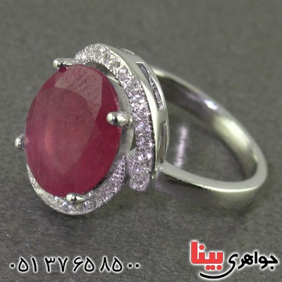 انگشتر یاقوت سرخ رودیوم زنانه زلال _کد:15642