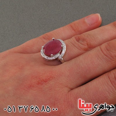 انگشتر یاقوت سرخ رودیوم زنانه زلال _کد:15642
