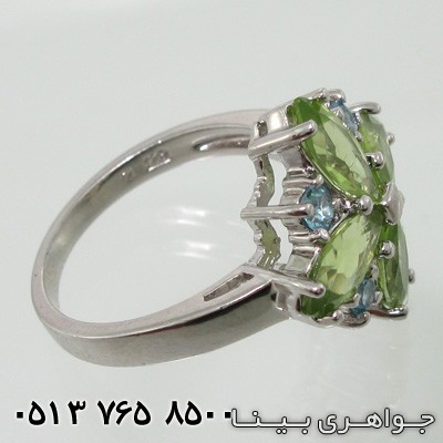 انگشتر چند جواهر زبرجد و آکوامارین